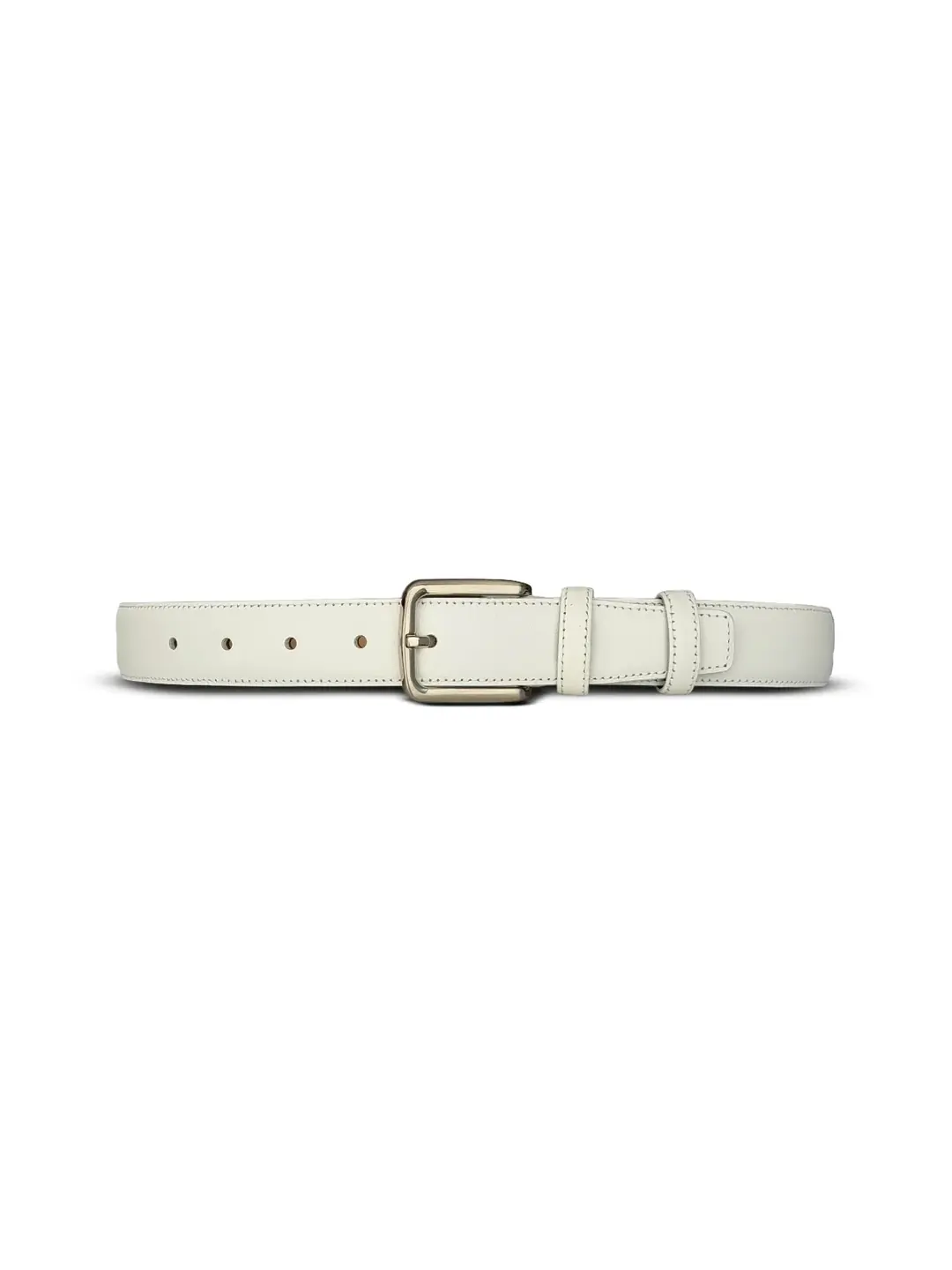 Hakiki Deri Kemer - 3 Cm Kadın Klasik Kemer | Dikişli Beyaz - 3606