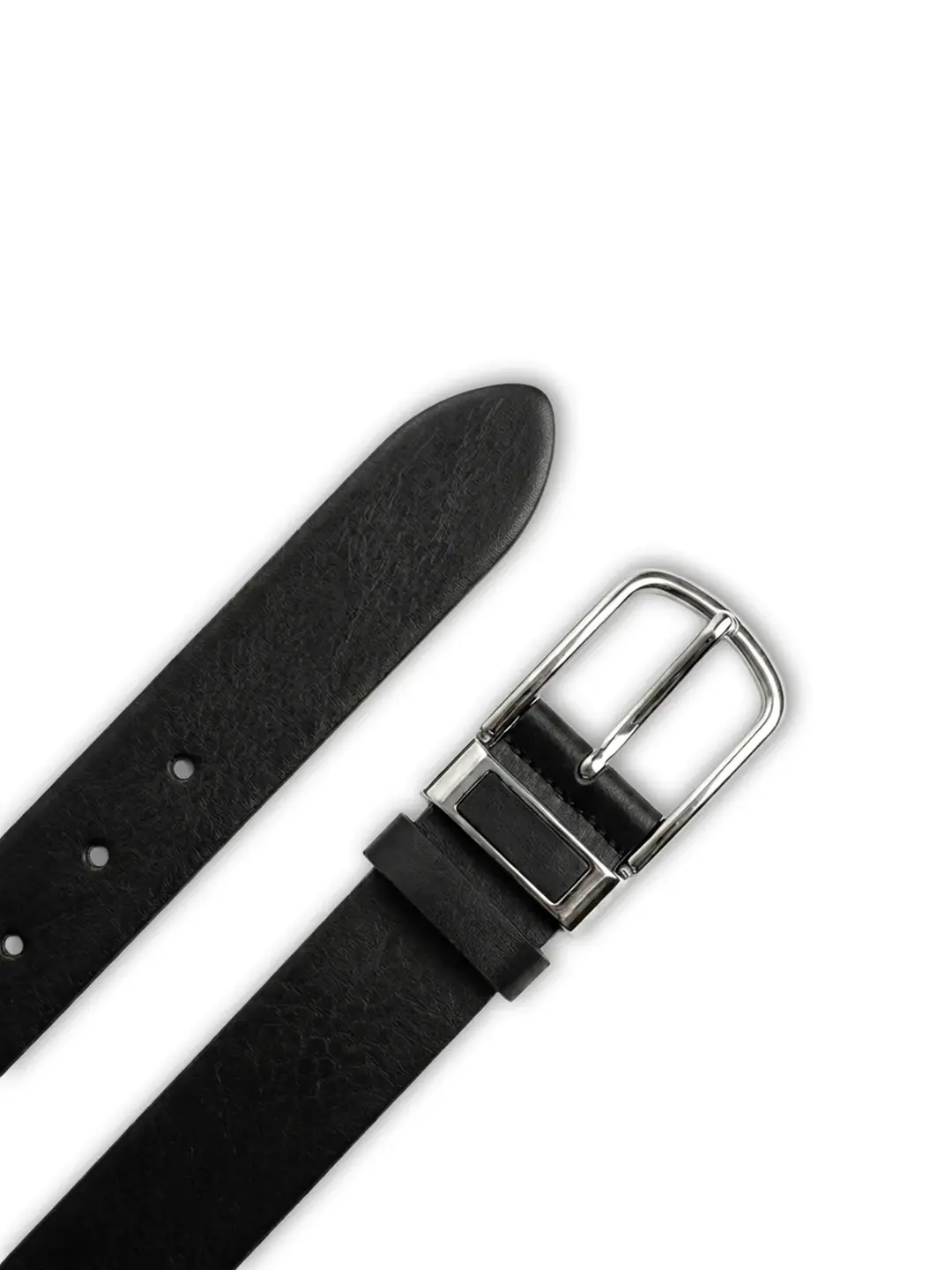 4 Cm Dana Metal Deri Plakalı Erkek Spor Kemer - Düz Siyah | 3310
