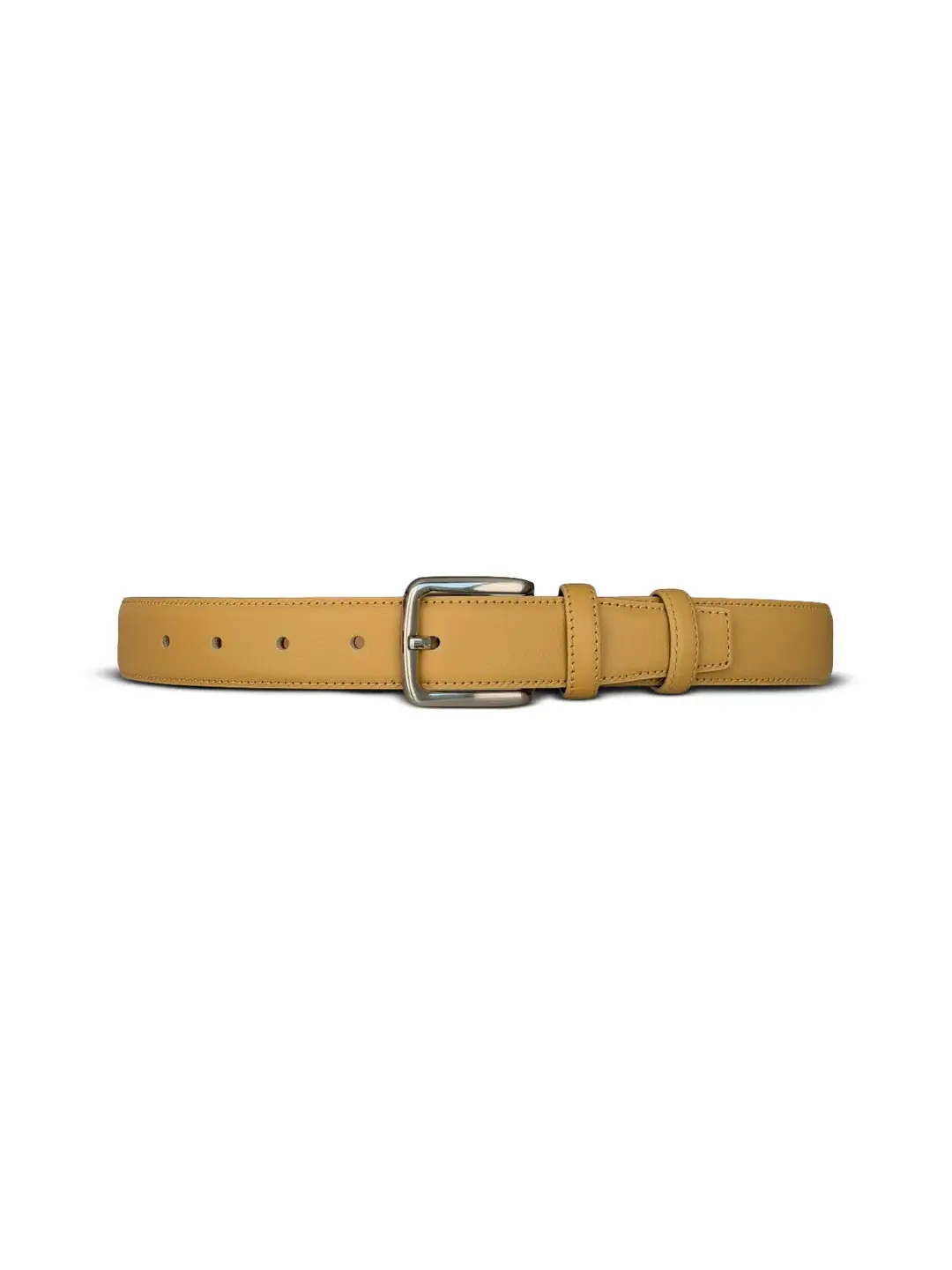 Hakiki Deri Kemer - 3 Cm Kadın Klasik Kemer | Dikişli Krem - 3605