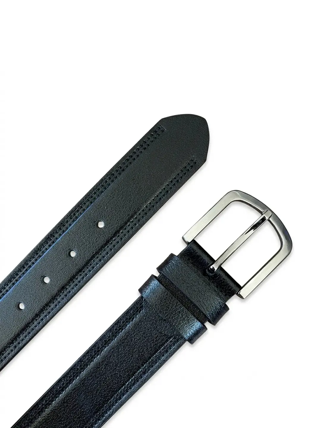 4 Cm Manda Erkek Spor Kemer - Çift Dikiş Desen Siyah