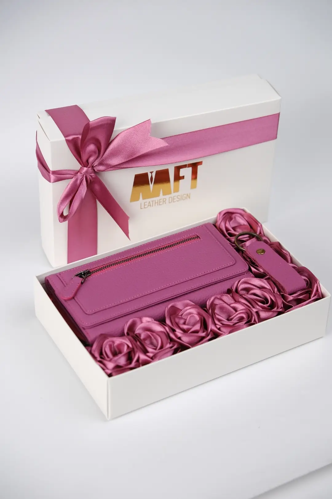 Premium El Yapımı Saten Gül Kutusu - Rose Box (Kutu ve Gül) - Pembe