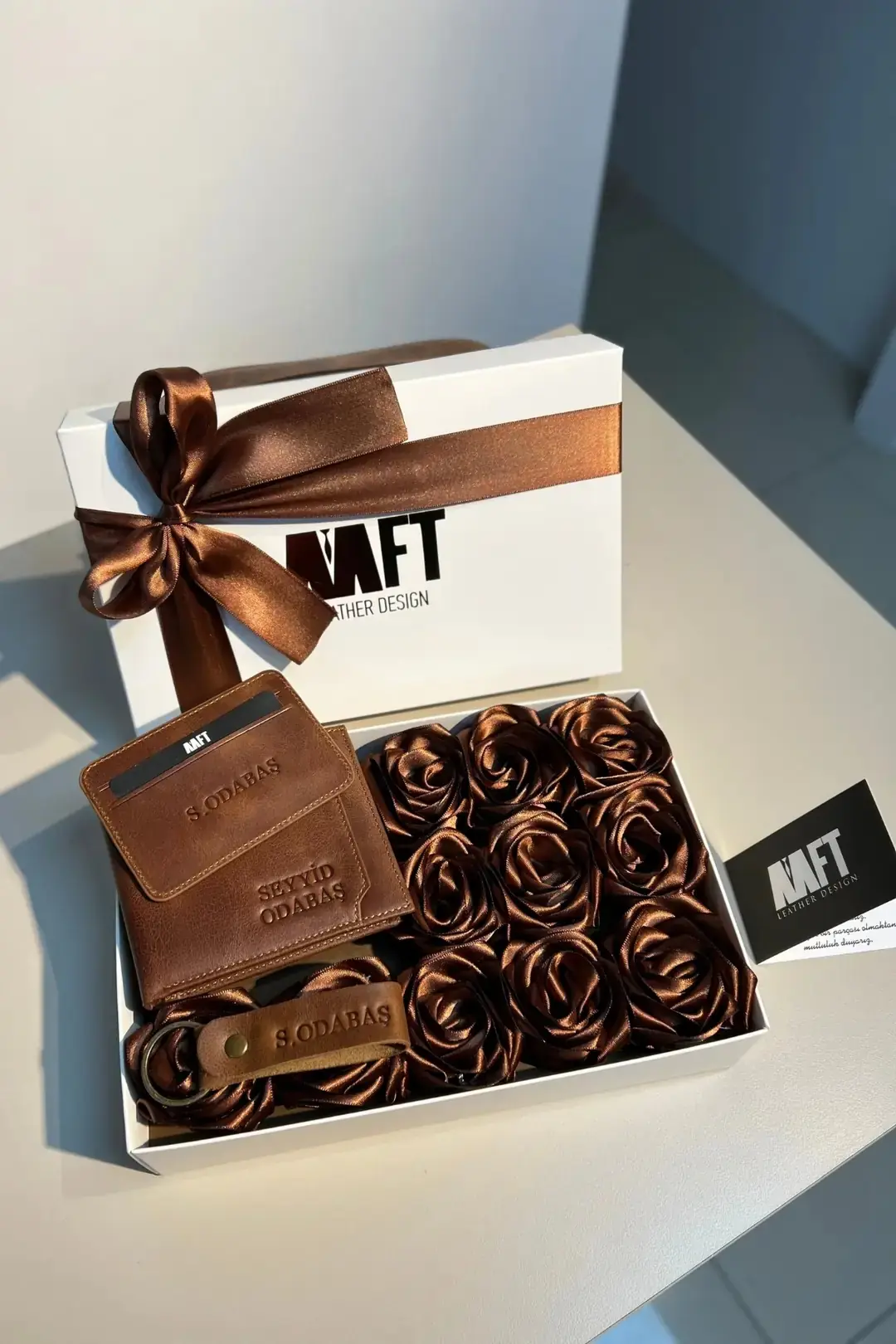 Paris Rose Box Set | Hakiki Deri Erkek Cüzdan - 8001 - Tiguan Taba