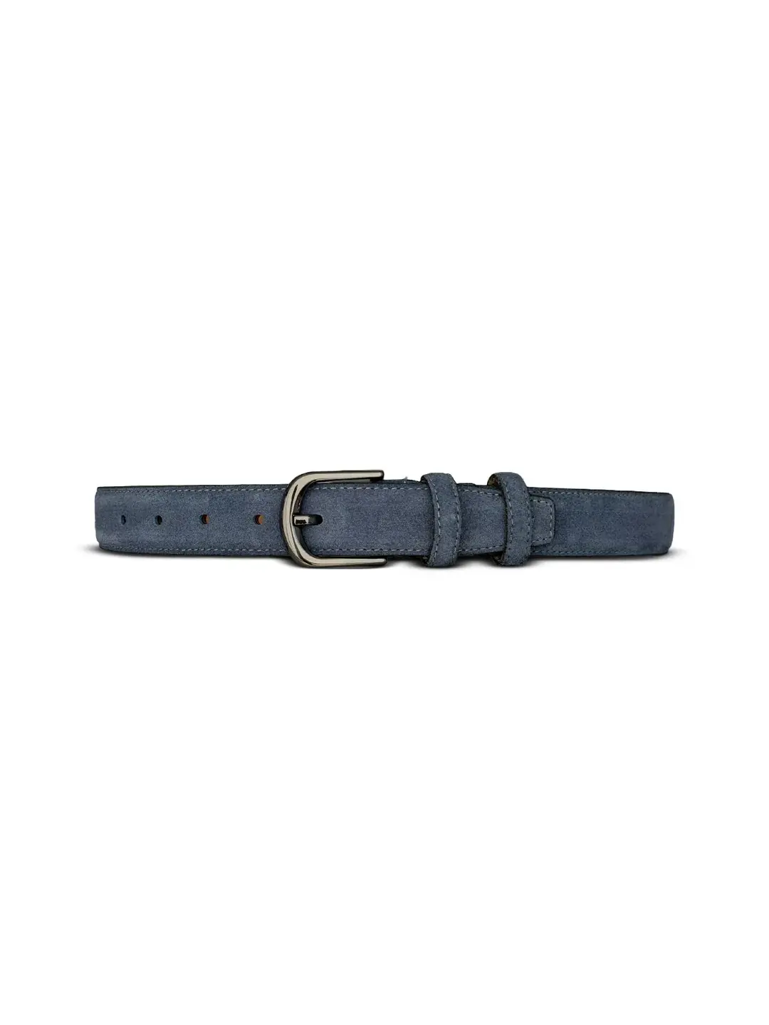Hakiki Deri Kemer - 3 Cm Süet Kadın Klasik Kemer | Dikişli Mavi - 3610