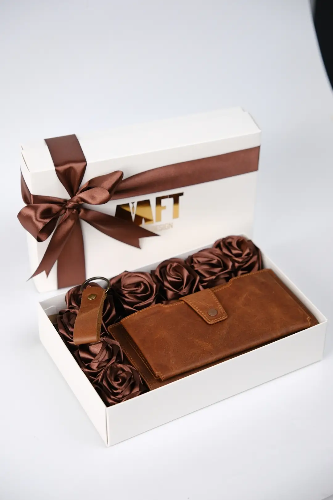 Premium El Yapımı Saten Gül Kutusu - Rose Box (Kutu ve Gül) - Kahve