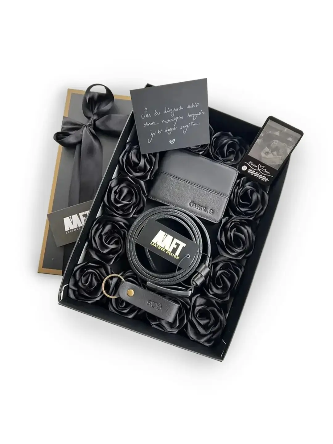 Prag & Kemer Rose Box Set | Hakiki Deri Erkek Cüzdan & Erkek 4 Cm Spor Kemer - 8011 - Napa Siyah