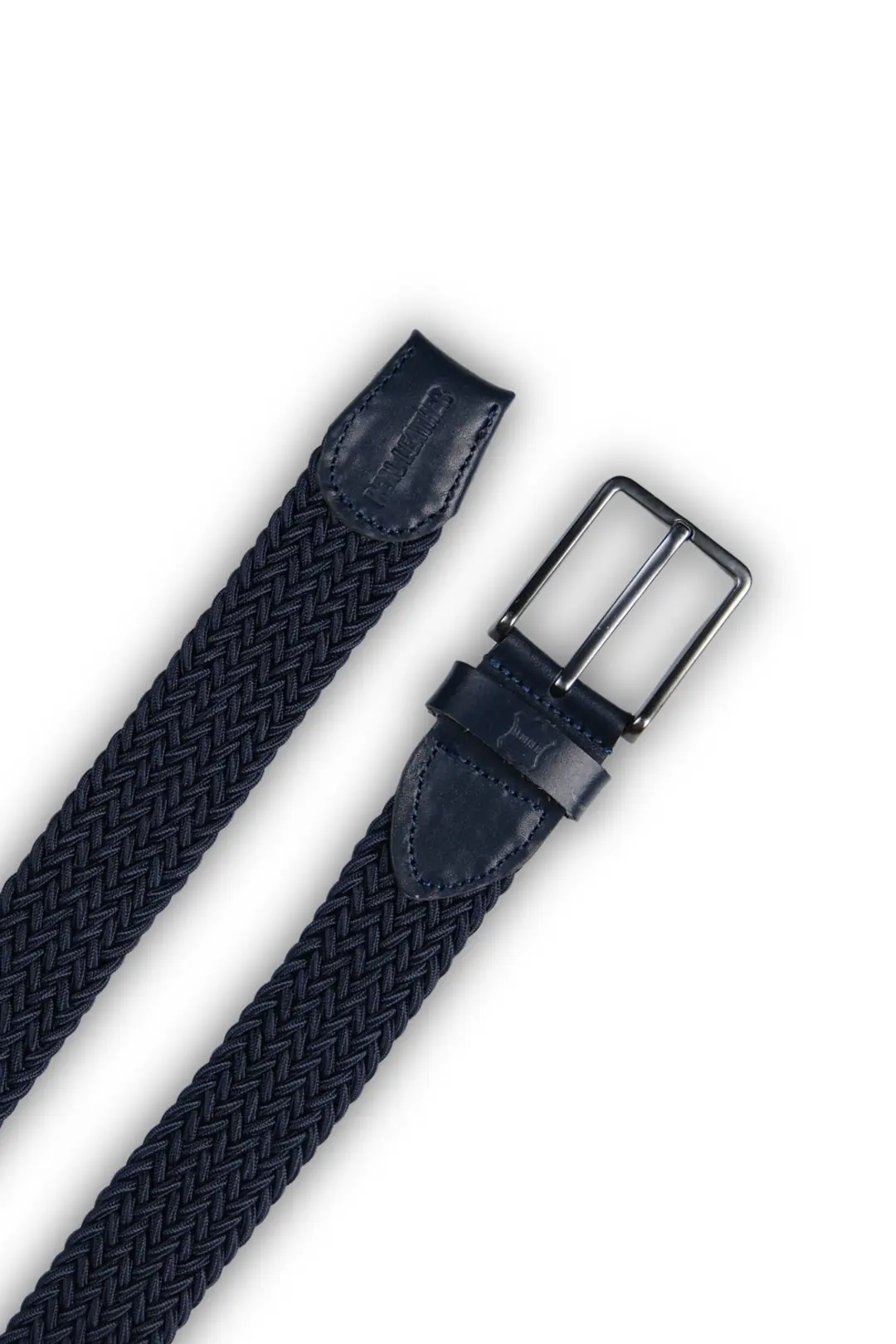 Hakiki Deri Erkek Örgü Esnek Kemer – 3,5cm, Lacivert | 9862