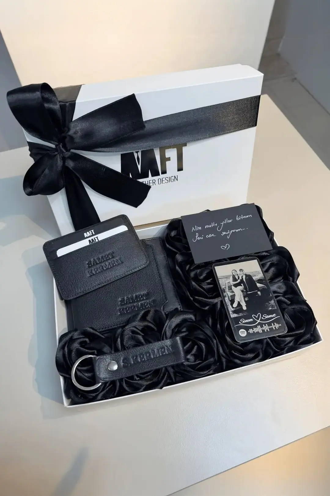 Paris Rose Box Set | Hakiki Deri Erkek Cüzdan - 8001 - Napa Siyah
