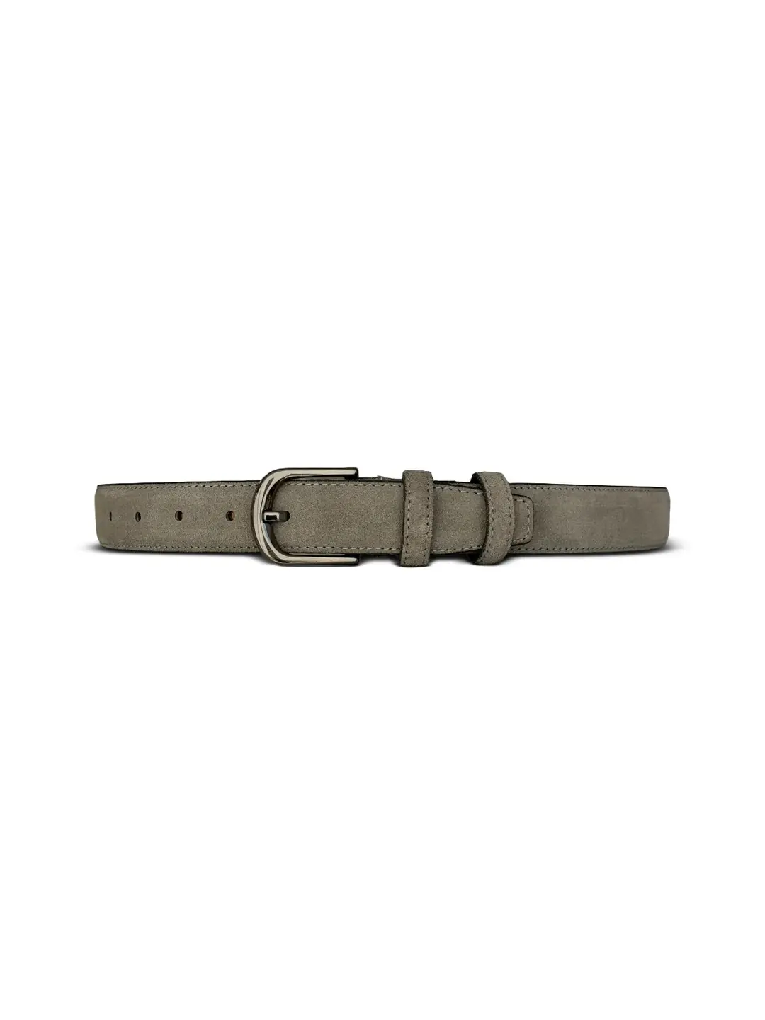 Hakiki Deri Kemer - 3 Cm Süet Kadın Klasik Kemer | Dikişli Gri - 3609